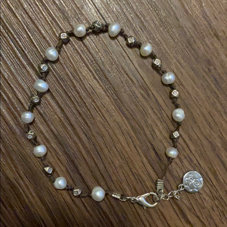 Cord Bracelet With Pearls & Geometric Accents